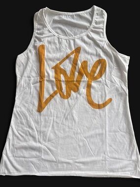 New White Love Graphic Tank Top